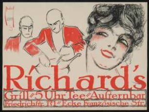 Richard's Grill. Frauenkopf und zwei Ober
