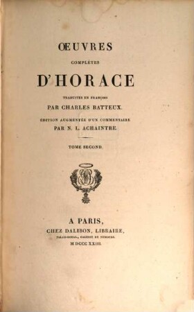 Oeuvres complètes d'Horace. 2. 459 S.