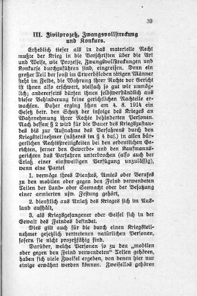 III. Zivilprozeß, Zwangsvollstreckung und Konkurs.