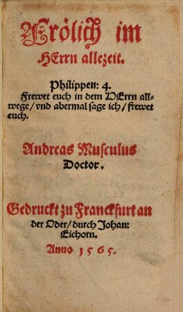 Frölich im Herrn allezeit