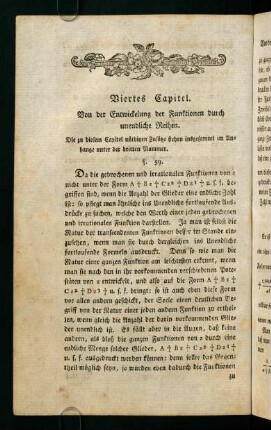 68-86, Viertes Capitel. Von der Entwicklung der Funktionen durch unendliche Reihen.