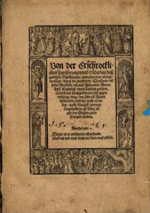 Von der Erschrocklichen Zurstörung vnnd Niderlag desz gantzen Bapstumbs : gepropheceyet vnd geweissagt, durch die propheten, Christum, vn[d] seine Aposteln, vn[d] auß Johannis Apocalypsi Figürlich vnnd sichtlich gesehen
