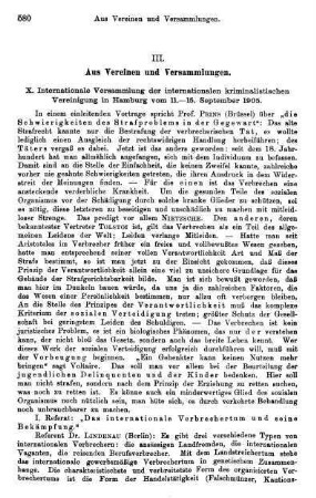 580-585, III. Aus Vereinen und Versammlungen