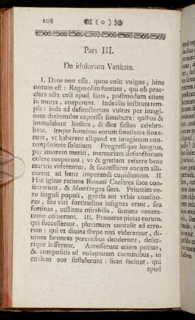 Pars III. De idolorum Vanitate.