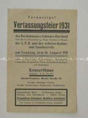 Einladung zur Verfassungsfeier 1931