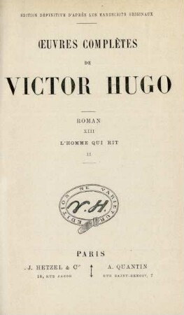 Roman, 13 = L'homme qui rit, 2: Œuvres complètes de Victor Hugo