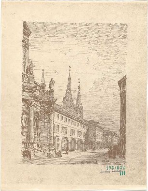 Fischer, Theodor; Würzburg, Münsterplatz; Sparkasse - Perspektive
