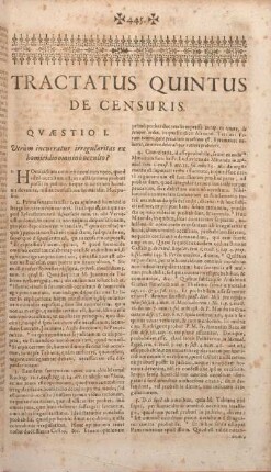 Tractatus Quintus De Censuris.