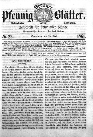 No. 22, Sonnabend, den 25. Mai