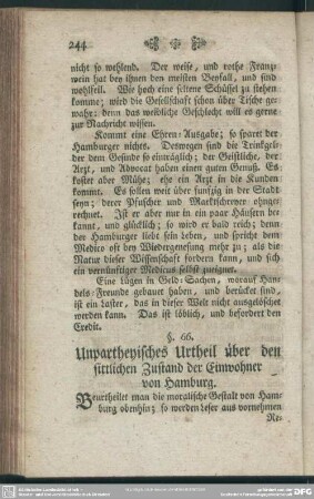 §. 66. Unpartheyisches Urtheil über den sittlichen Zustand der Einwohner von Hamburg