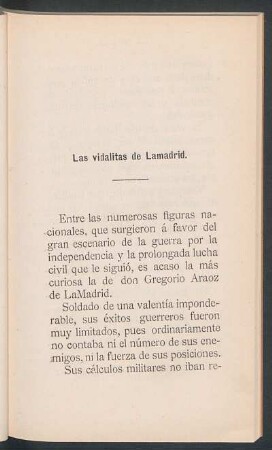 Las vidalitas de Lamadrid