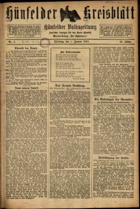 Ausgabe vom Dienstag, den 01. Januar 1924.