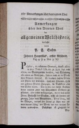 Anmerkungen über den Vierten Theil der allgemeinen Welthistorie