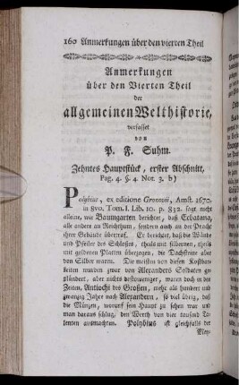 Anmerkungen über den Vierten Theil der allgemeinen Welthistorie