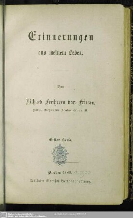1: Erinnerungen aus meinem Leben