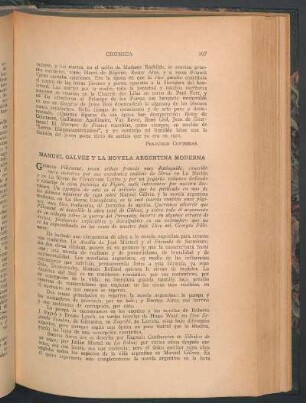 Manuel Gálvez y la novela argentina moderna