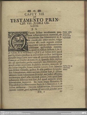 Caput VII. De Testamento Principi Vel Judici Oblato