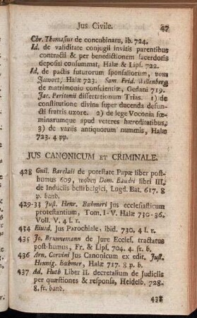 Jus Canonicum et Criminale.