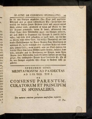 23-34, Sp. 291. De Consensu parentum, ...