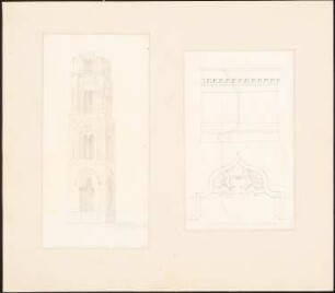 Santa Maria della Martorana, Casa Professa die Gesuiti, Palermo: perspektivische Ansicht vom Glockenturm, Detail vom Gesims