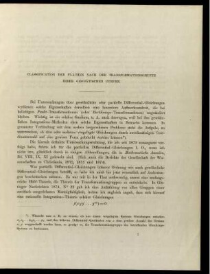 Classification der Flächen nach der Trasformationsgruppe ihrer Geodätischen Curven.