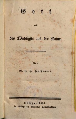 Gott und das Wichtigste aus der Natur