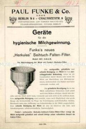 Geräte für die hygienische Milchgewinnung.