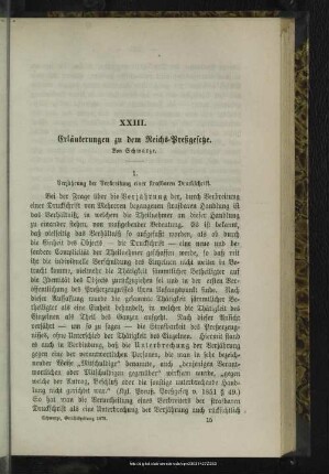 XXIII. Erläuterungen zu dem Reichs-Preßgesetze
