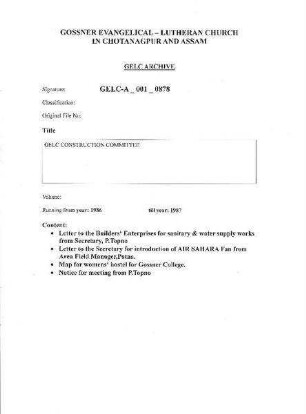 GELC CONSTRUCTION COMMITTEE
