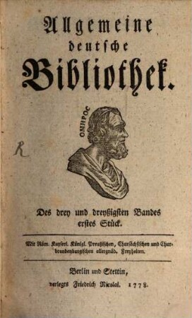 Allgemeine deutsche Bibliothek. 33. 1778