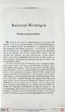 National-Vermögen des Großherzogthums Baden