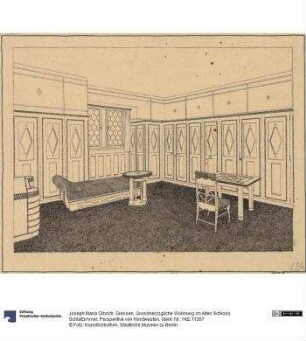 Giessen, Grossherzogliche Wohnung im Alten Schloss Schlafzimmer, Perspektive von Nordwesten