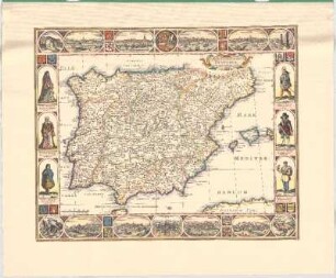 Nova et accurata Tabula Hispaniæ : Præcipuis Urbibus Vestitu, Insignibus, et Antiquitatibus exornata