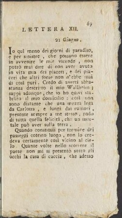 Lettera XII. 21 Giugno (unvollständig)