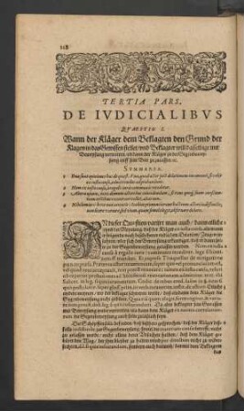 Tertia Pars, De Iudicialibus.