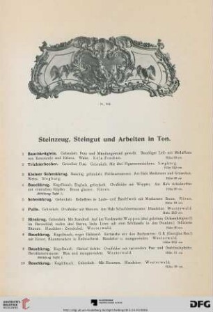 1-3 Steinzeug, Steingut und Arbeiten in Ton (Nr. 1-31)