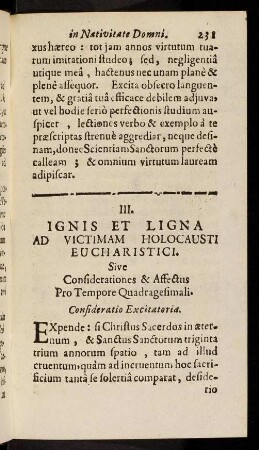 231-260, Praxis se praeparandi ad sacrificium tempre Quadragesima ...