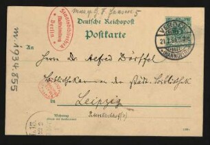Postkarte an Alfred Dörffel : 21.02.1894