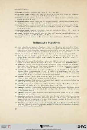 Italienische Majolken (Nr. 302-317)