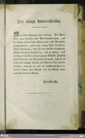Des Königs Antwortschreiben