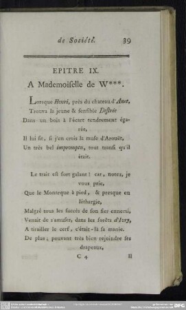 Epitre IX. A Mademoiselle d