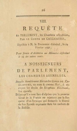VIII. Requête