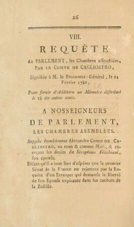 VIII. Requête