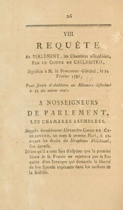 VIII. Requête