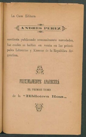[Publicidad de la] Casa Editora Andrés Pérez