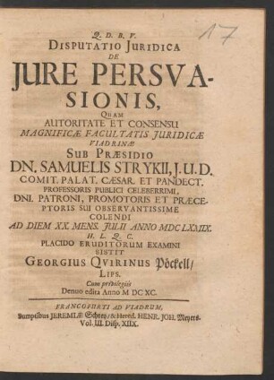 Disputatio Iuridica De Iure Persuasionis