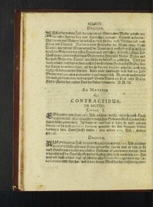 Ex Materia de Contractibus. [u. a.]