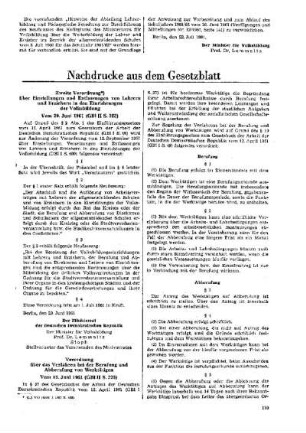 Verordnung über das Verfahren bei der Berufung und Abberufung von Werktätigen : Vom 15. Juni 1961 (GBl II S. 235) ; [Nachdrucke aus dem Gesetzblatt]