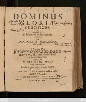 Dominus Gloriae Crucifixus : e I. Corinth. II,8