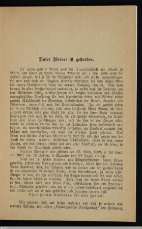 Vater Werner ist gestorben